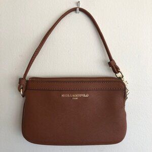 KARL LAGERFELD PARIS Tan Brown Wristlet Mini Bag NWOT